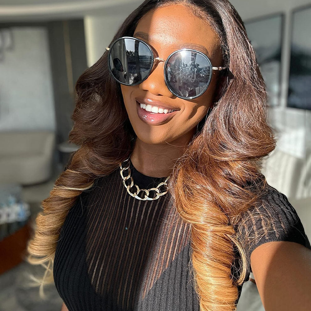 Ombre Copper Brown Colored Wig Invisi-Strap Snug Fit 360 Glueless HD Lace Frontal Wig Bleached Knots Pre Plucked Free Part Wig