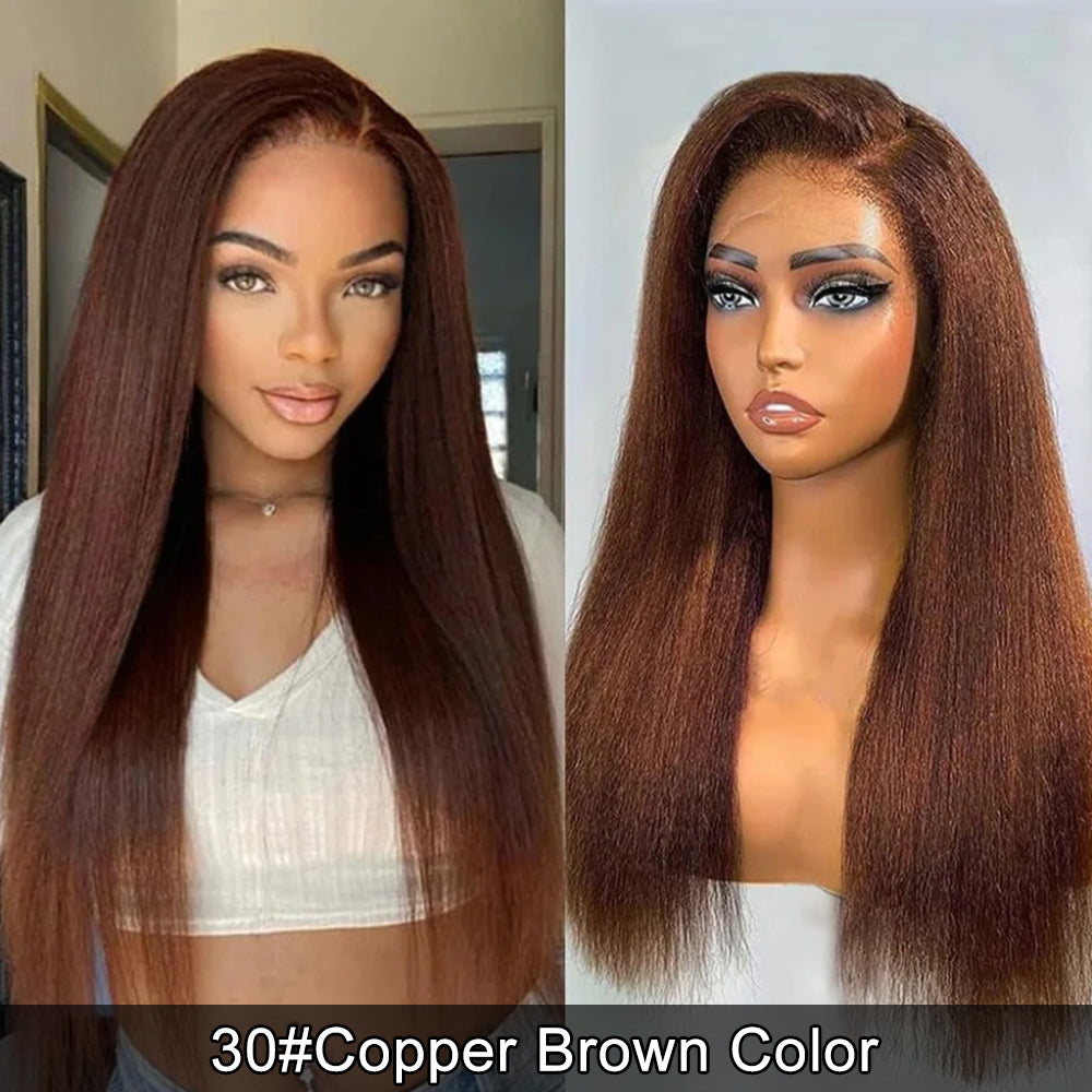4C Edge Hairline-Kinky Straight 360 Lace Front Wigs With Kinky Edges 4