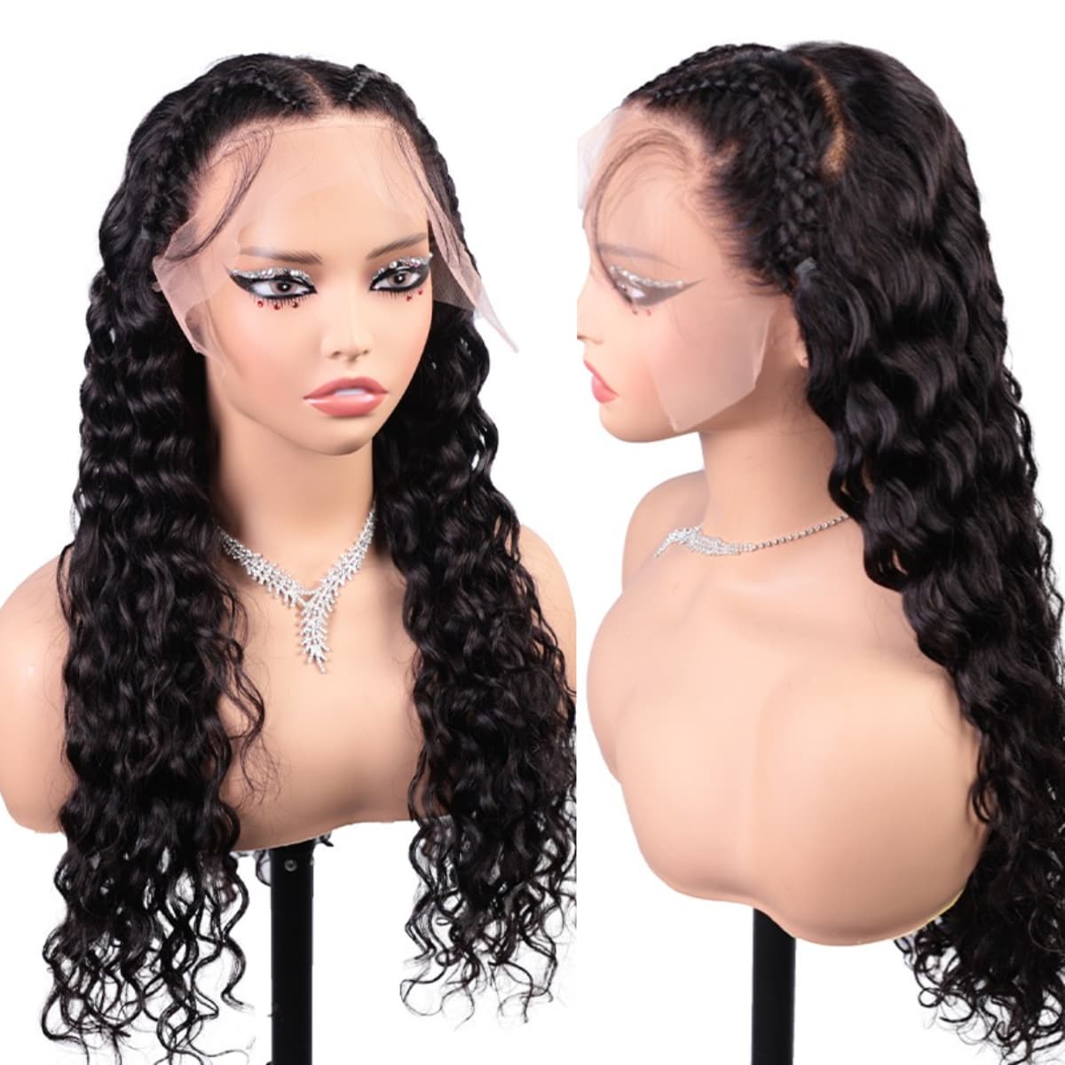 Ready Go Glueless Pre Braided Wig 13x6 HD Lace Front Wigs Human Hair Pre Bleached Pre Styled