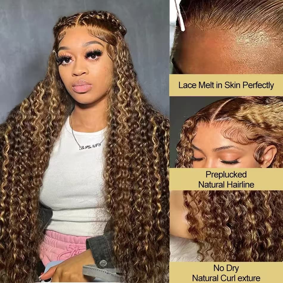 Upgrade Precut Ready To Go Pre Braided Glueless Wig Water Wave 13x4 /13x6 HD Lace Frontal Wig With Mini Knots Bleached Colored Wig