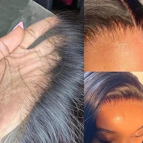 1B/30 Ombre 4C Hairline 360 Lace Front Yaki Straight / Kinky Straight Wigs HD Lace Human Hair Wigs with 4C Curly Baby Hair High Density