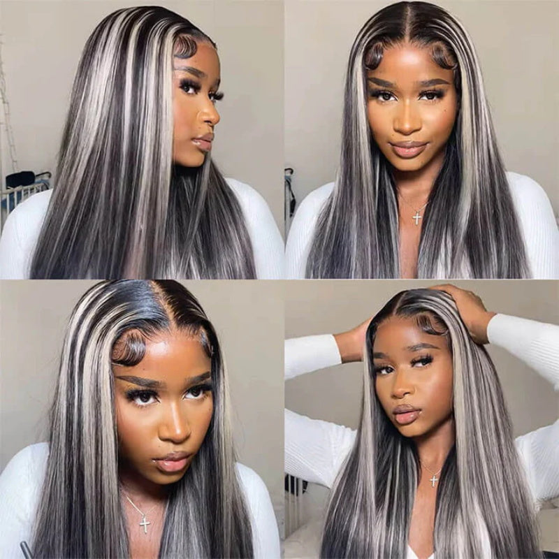 Grey Highlight With Black Color Body Wave 13x4/13x6 And 8x5 Wear Go Glueless HD Lace Front Wigs
