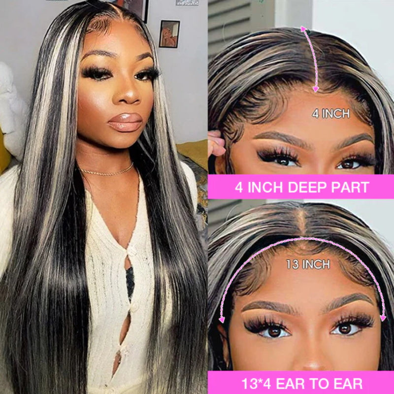 Grey Highlight With Black Color Body Wave 13x4/13x6 And 8x5 Wear Go Glueless HD Lace Front Wigs