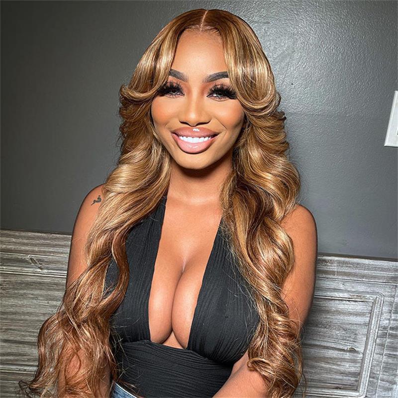 Curtain Bangs Full 220% Density Loose Body Wave Human Hair Wigs With Layers Cut