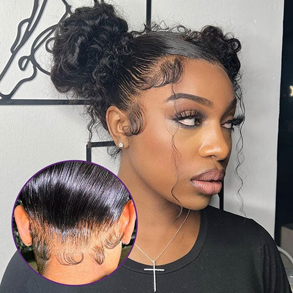 Water Wave Full Lace Wigs with 4C Edge Invisible HD Lace Wig 100% Human Hair Pre Plucked 230% Density