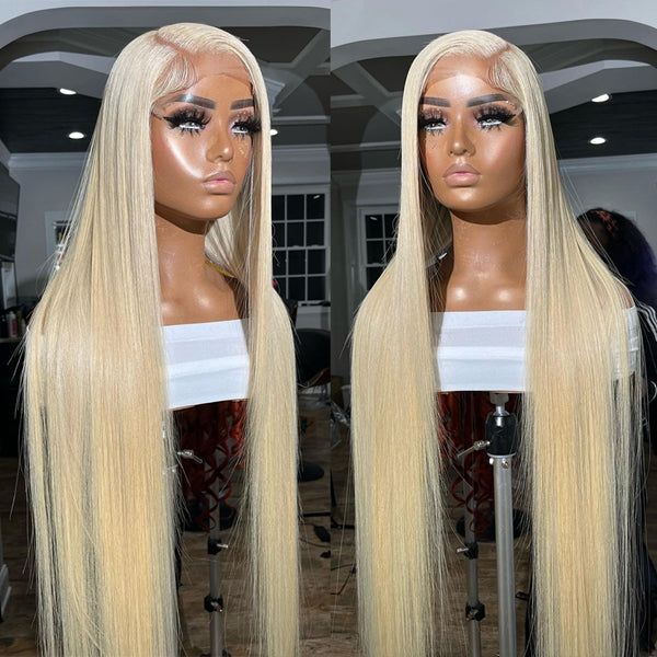 613 Blonde Wigs HD Lace Wig Straight Human Hair Pre Plucked Glueless Wigs Bleached knots