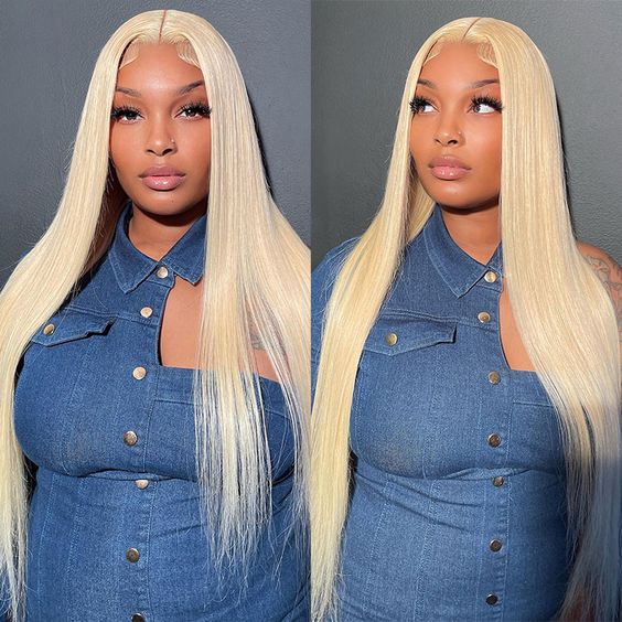 613 Blonde Wigs HD Lace Wig Straight Human Hair Pre Plucked Glueless Wigs Bleached knots