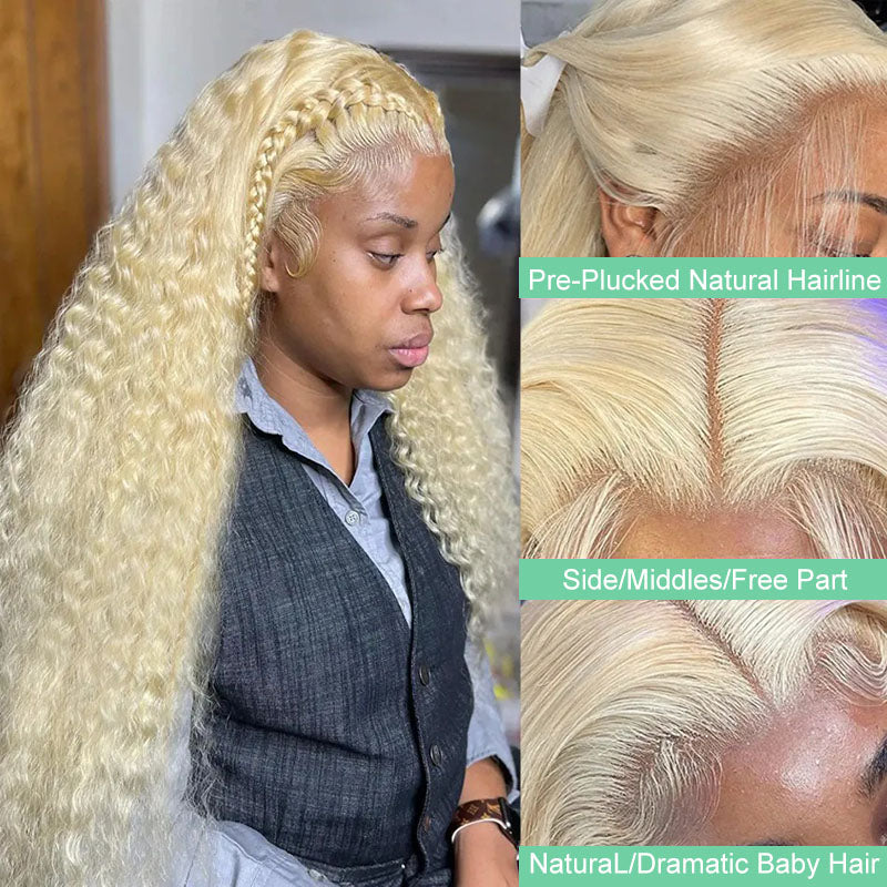 613 Blonde Deep Wave Wig 13x4 HD Lace Front Human Hair Wigs With Natural Hairline Pre Plucked
