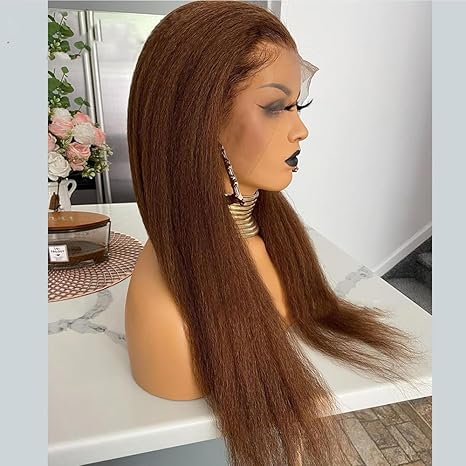 4C Edge Hairline-Kinky Straight 360 Lace Front Wigs With Kinky Edges 4