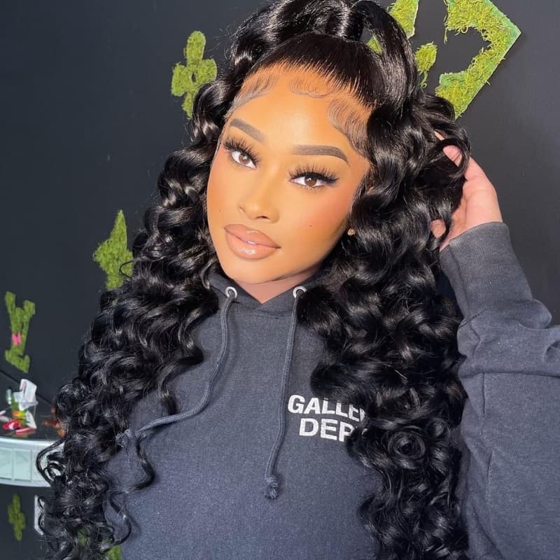 Bouncy Loose Deep Wave 8x5 HD Lace Wigs Human Hair Pre Plucked Bleached Knots Lace Closure Wigs