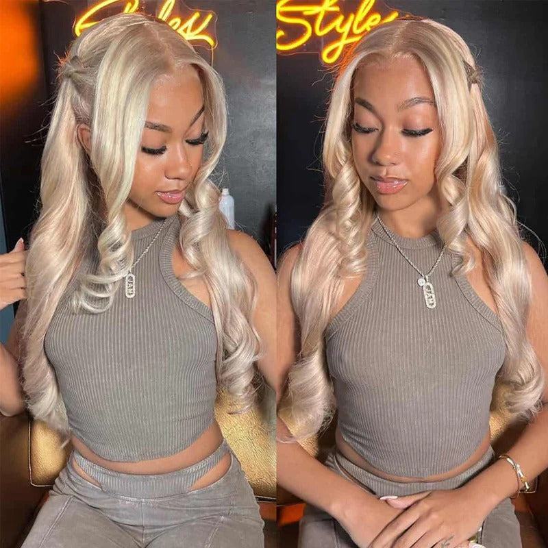 Honey Blonde Highlights P18/613 Body Wave Glueless 5x5 Lace Wig 13x6 Full Lace Frontal Wig 180% Density