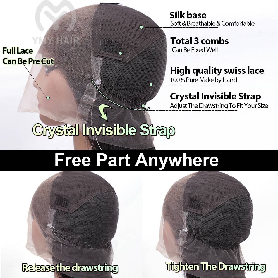 Full Lace Wig 4D Encircle With Invisible Strap Fit HD Lace Parting Anywhere Wigs Bleached Knot