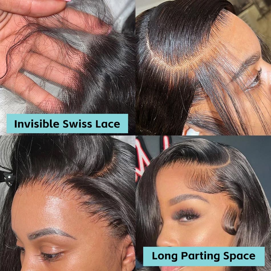 Loose Wave Short Bob Wig Glueless HD Lace Closure Wigs With Baby Hair