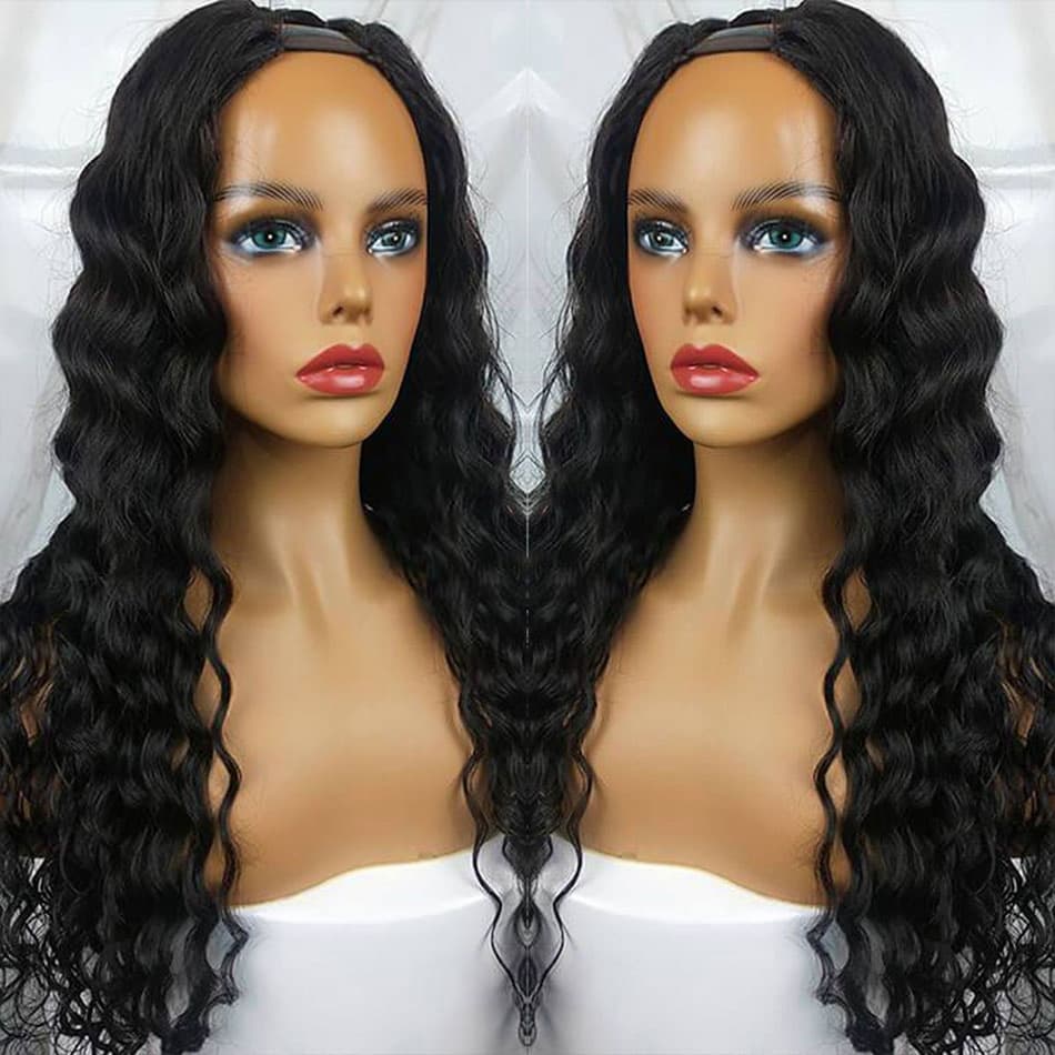 YMY Hair Natural Black Glueless Loose Wave No Lace New U Part Wig