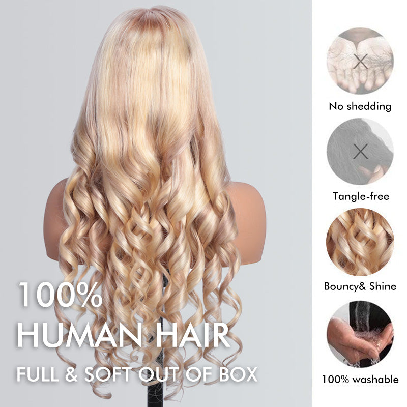 Honey Blonde Highlights P18/613 Body Wave Glueless 5x5 Lace Wig 13x6 Full Lace Frontal Wig 180% Density