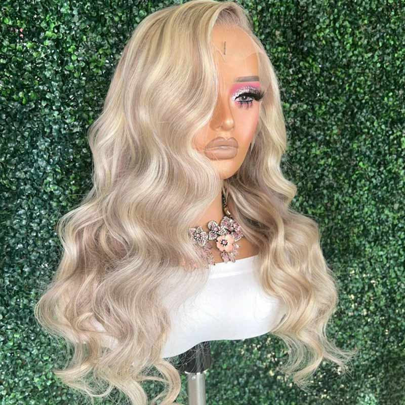 Honey Blonde Highlights P18/613 Body Wave Glueless 5x5 Lace Wig 13x6 Full Lace Frontal Wig 180% Density