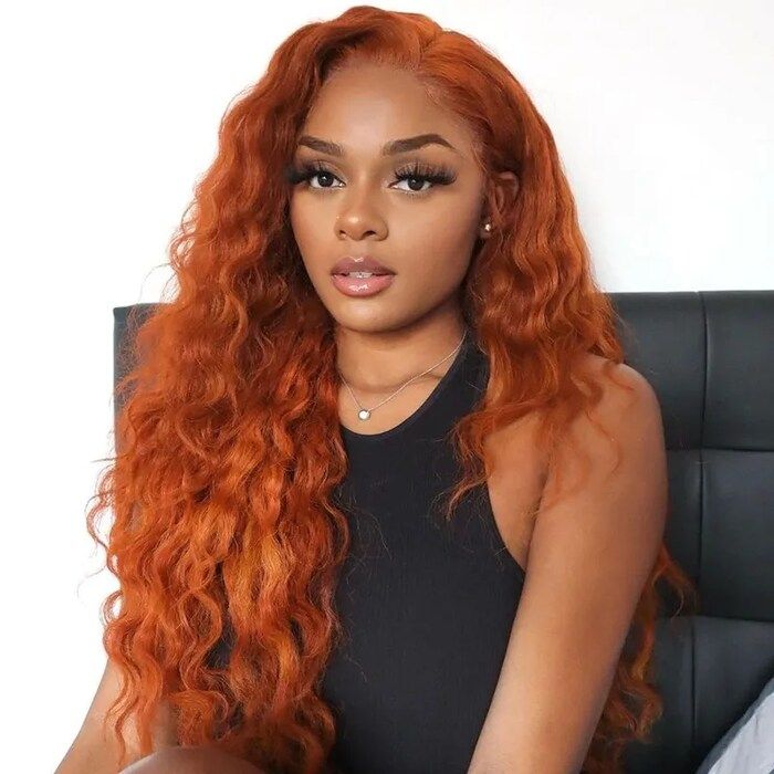 YMY Sunrise Orange 13X4 Lace Frontal Wigs Loose Wave Hair Colored Wigs