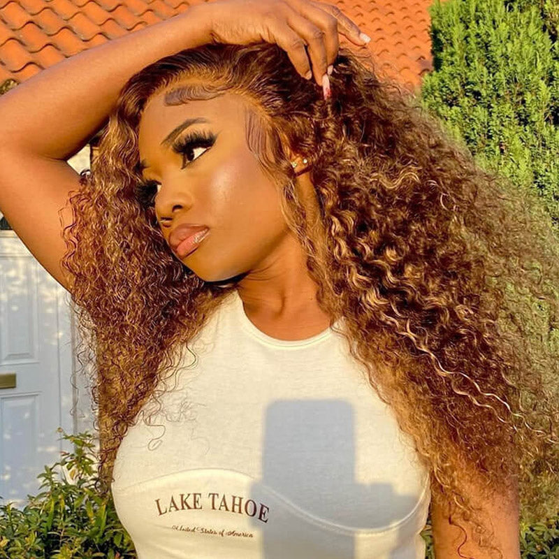 brown hair blonde highlight hd lace wigs