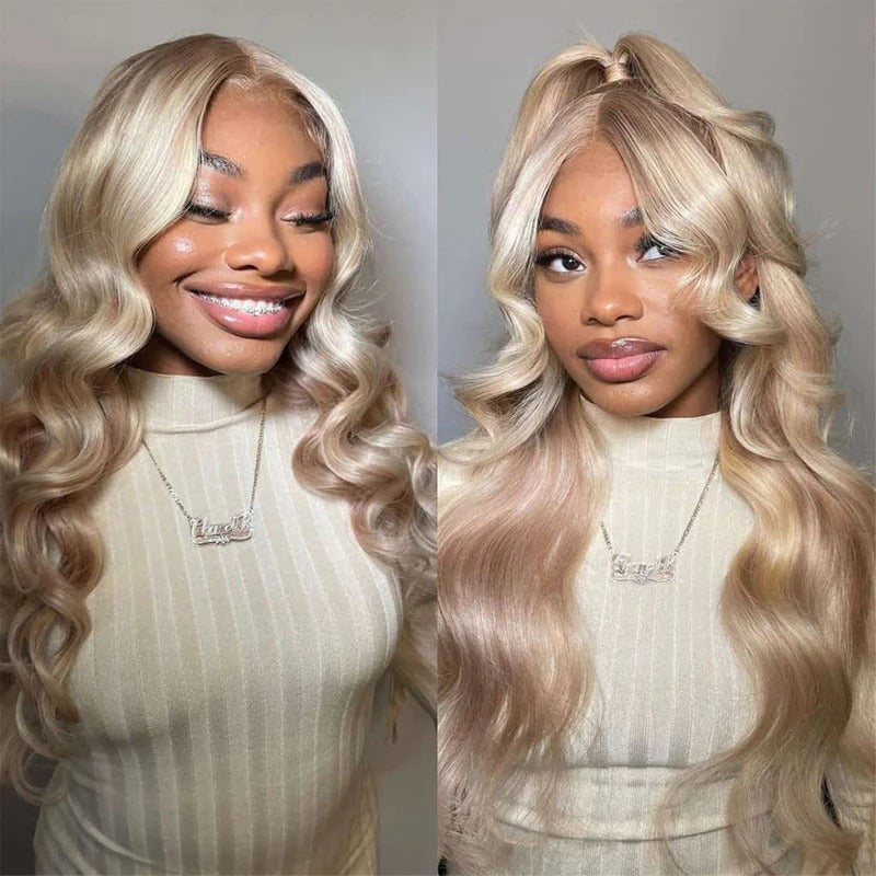 Honey Blonde Highlights P18/613 Body Wave Glueless 5x5 Lace Wig 13x6 Full Lace Frontal Wig 180% Density