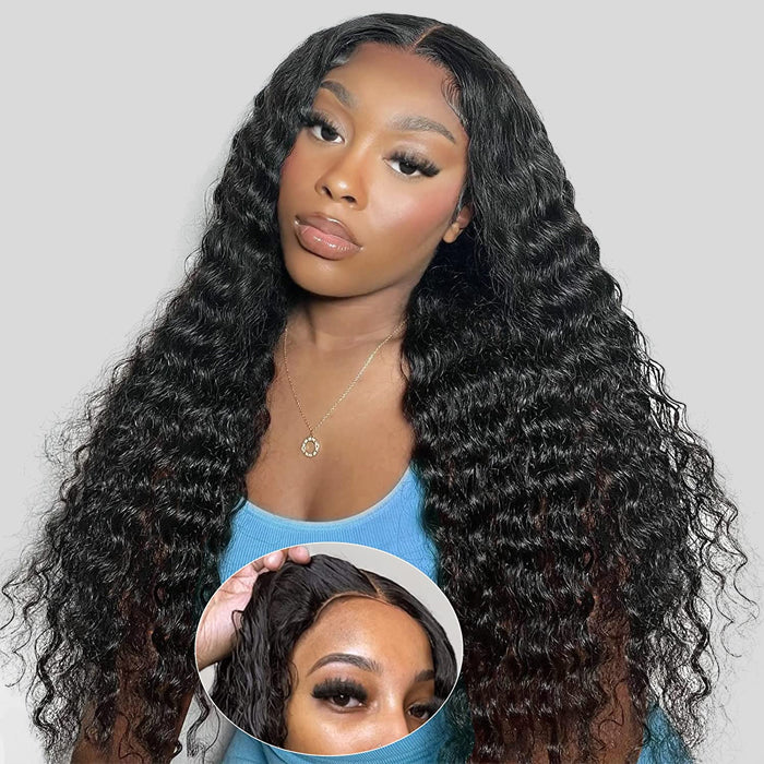 glueless deep wave 8x5 hd lace closure wigs