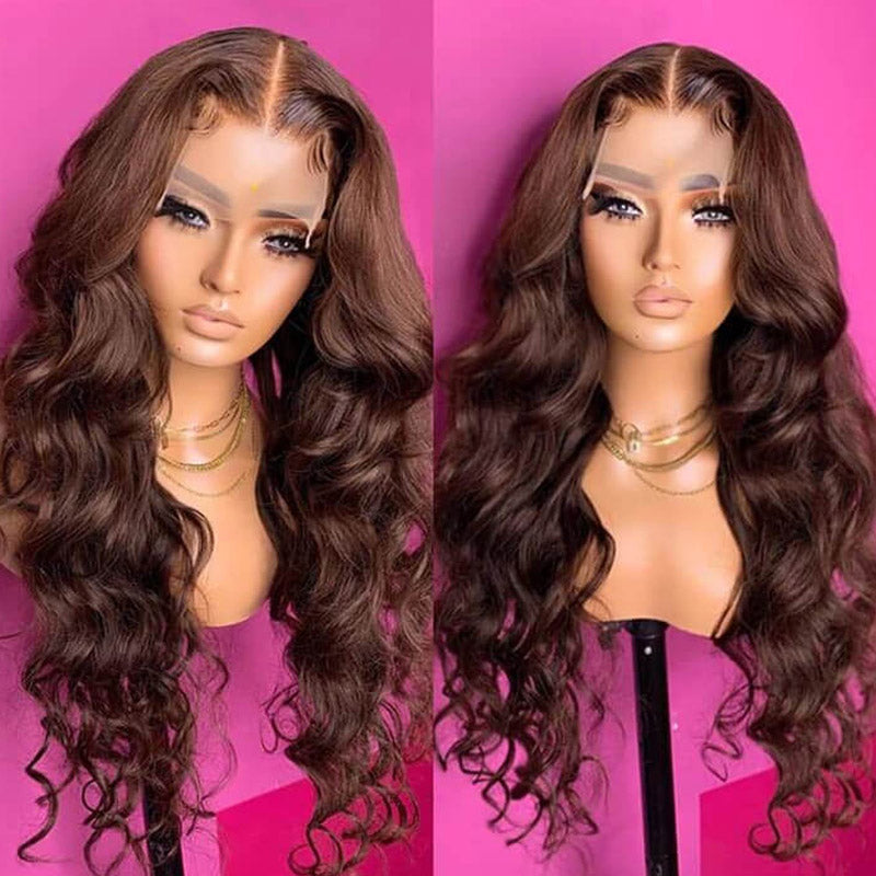 hd lace closure body wave brown colored wigs