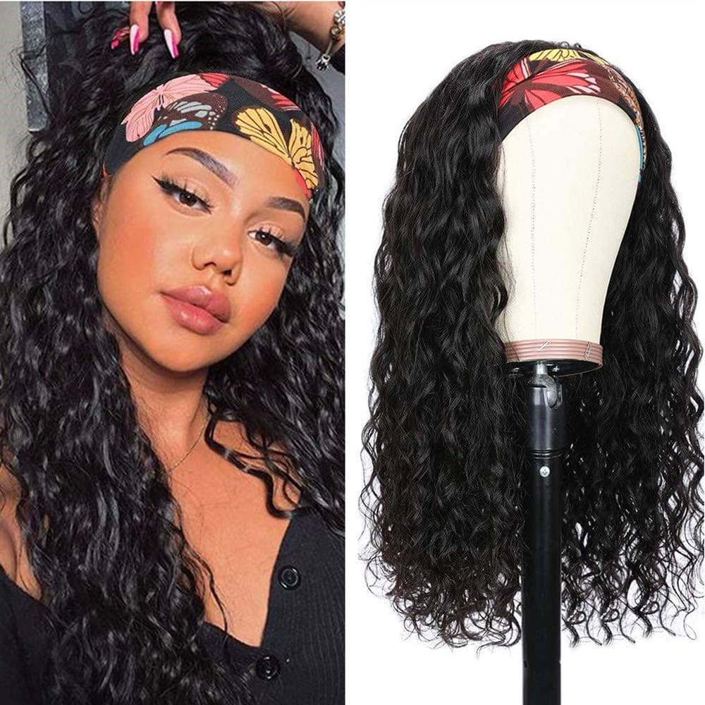 YMY Hair Headband Loose Wave Human Hair Wigs