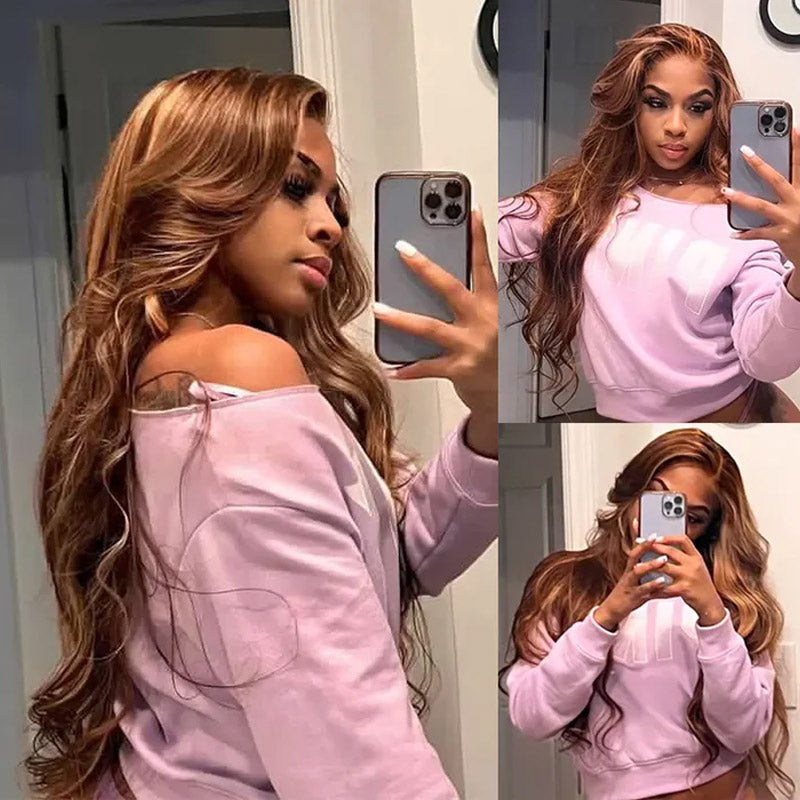 glueless highlights body wave wig