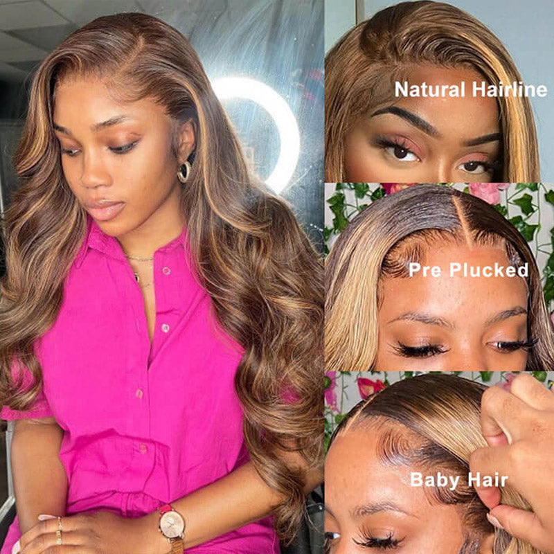 glueless highlight body wave hd lace wigs