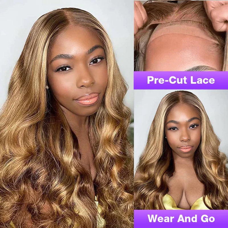 straight honey blonde lace closure glueless wig
