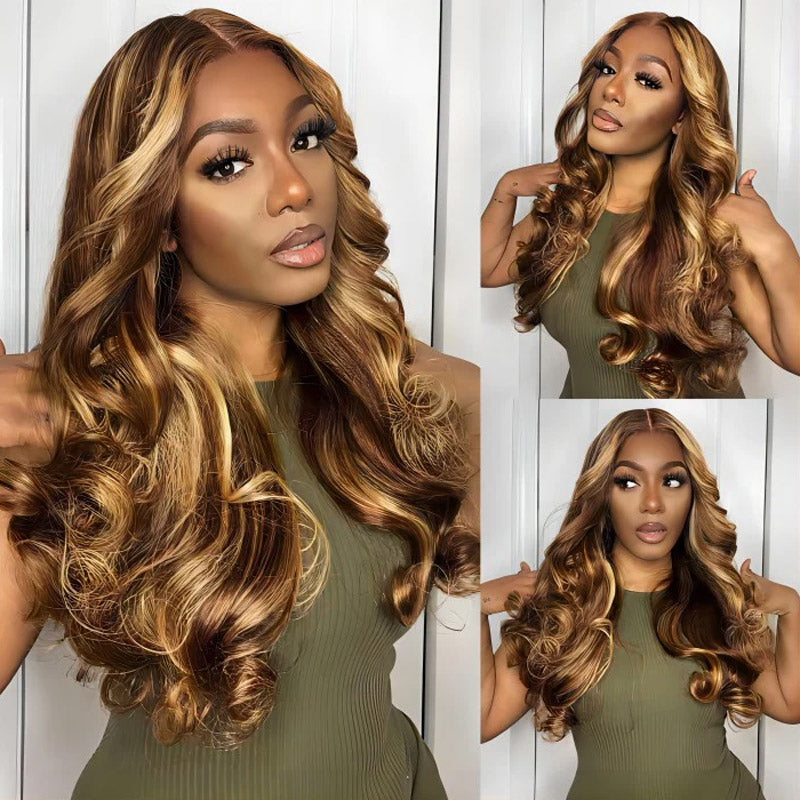 straight honey blonde lace closure wig