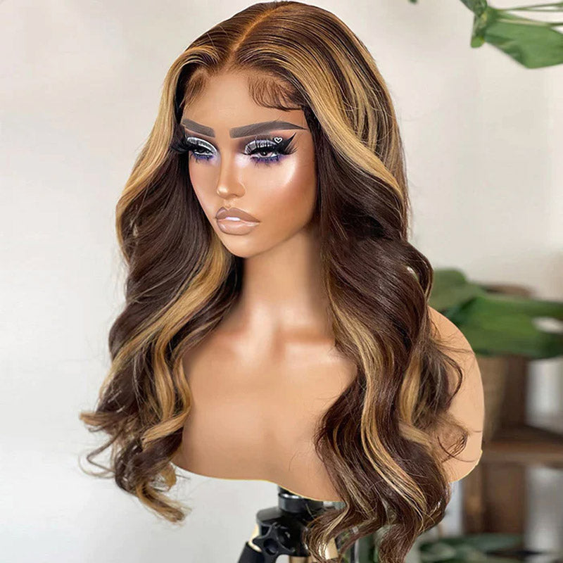 straight honey blonde lace closure wigs