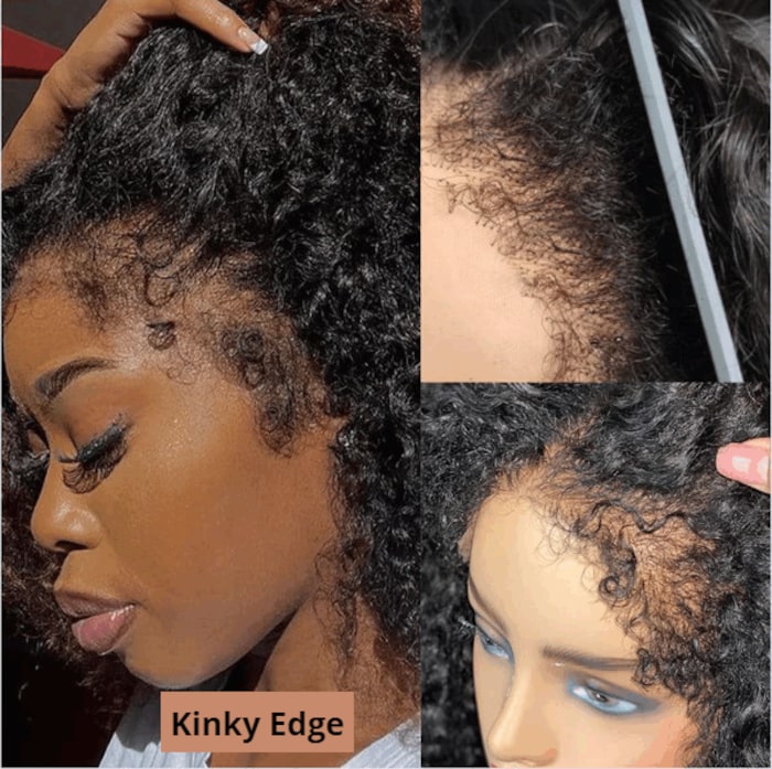 4C Curly Edges 13x6 Lace Front Bob Wigs Short Curly Pre Plucked Natural Hairline