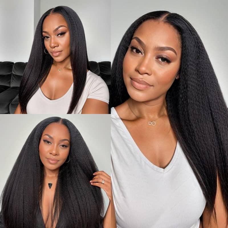 kinky straight 5x5 lace closure wigs