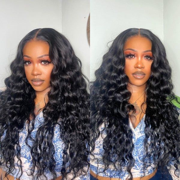 Bouncy Loose Deep Wave 8x5 HD Lace Wigs Human Hair Pre Plucked Bleached Knots Lace Closure Wigs