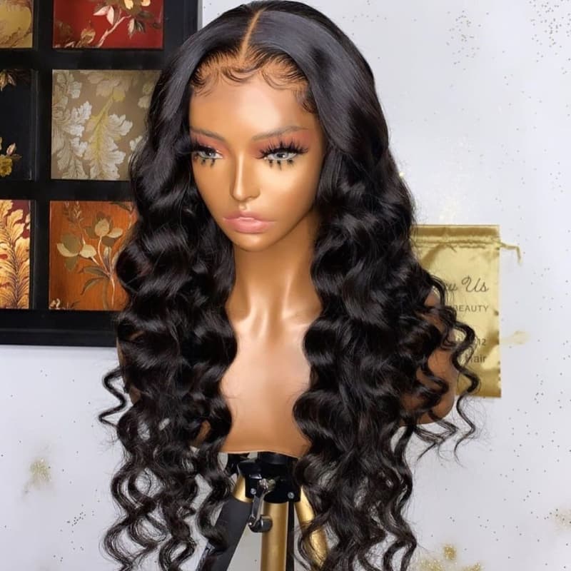Bouncy Loose Deep Wave 8x5 HD Lace Wigs Human Hair Pre Plucked Bleached Knots Lace Closure Wigs