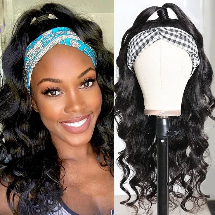 YMY Hair Headband Loose Wave Human Hair Wigs