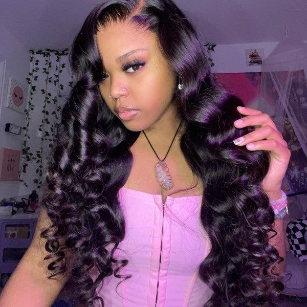 Bouncy Loose Deep Wave 8x5 HD Lace Wigs Human Hair Pre Plucked Bleached Knots Lace Closure Wigs