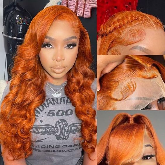 YMY Sunrise Orange 13X4 Lace Frontal Wigs Loose Wave Hair Colored Wigs