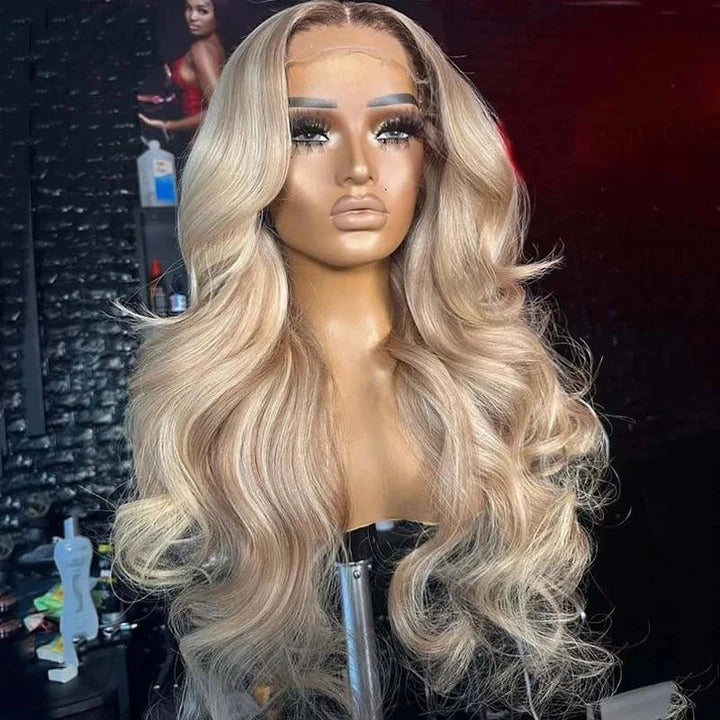 Ash Blonde P18/613 Body Wave Glueless 13x4 HD Lace Wig