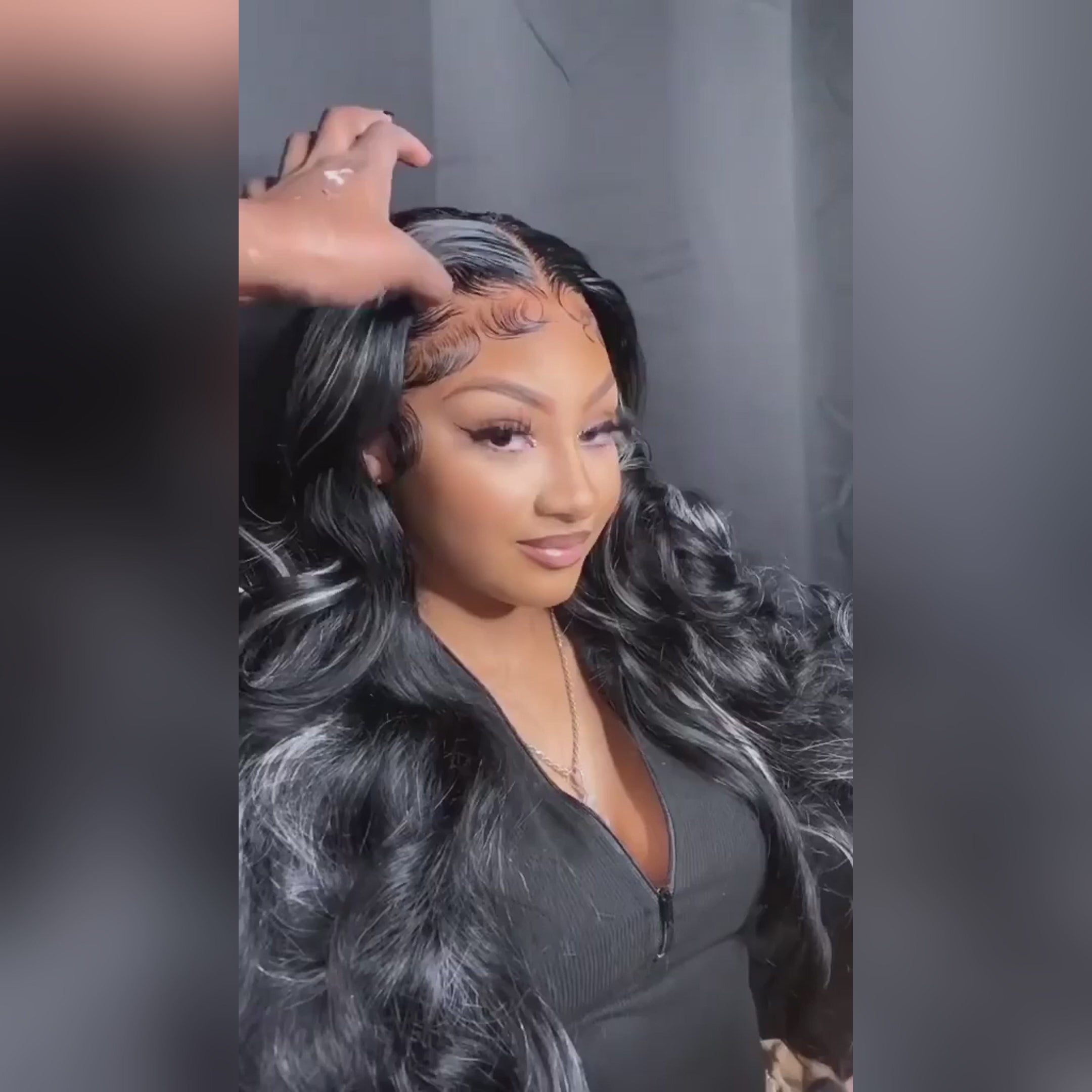 Grey Highlight With Black Color Body Wave 13x4/13x6 And 8x5 Wear Go Glueless HD Lace Front Wigs