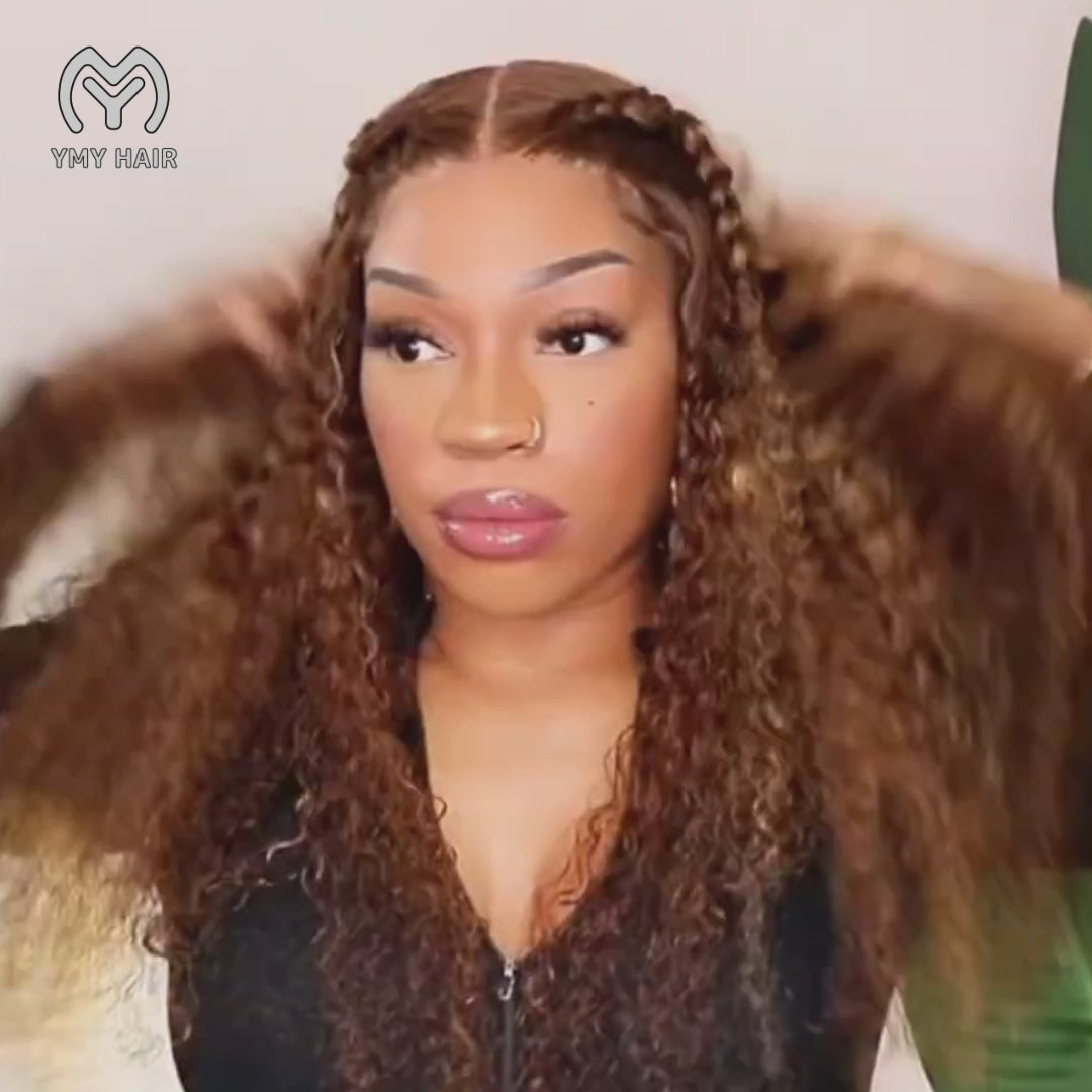 Upgrade Precut Ready To Go Pre Braided Glueless Wig Water Wave 13x4 /13x6 HD Lace Frontal Wig With Mini Knots Bleached Colored Wig