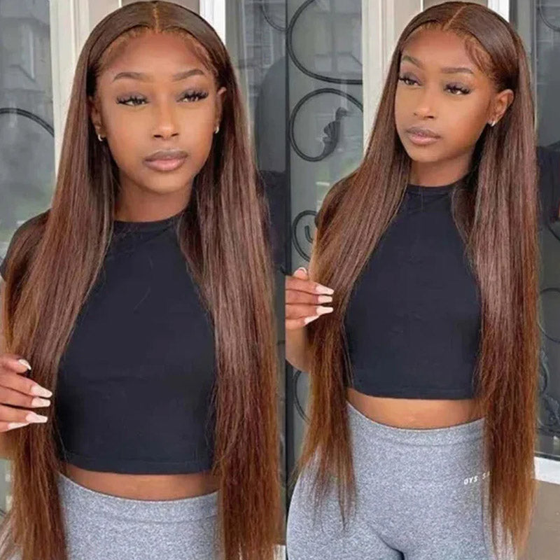 chololate brown straight hair hd lace wig