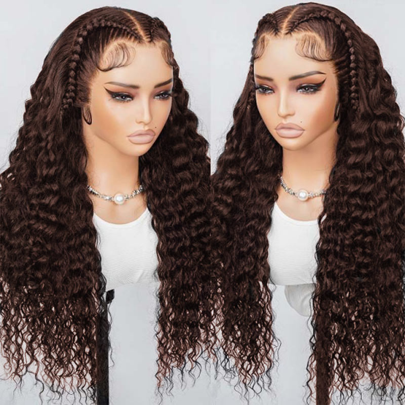 Upgrade Precut Ready To Go Pre Braided Glueless Wig Water Wave 13x4 /13x6 HD Lace Frontal Wig With Mini Knots Bleached Colored Wig