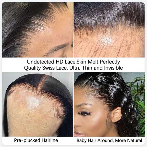 Bouncy Loose Deep Wave 8x5 HD Lace Wigs Human Hair Pre Plucked Bleached Knots Lace Closure Wigs