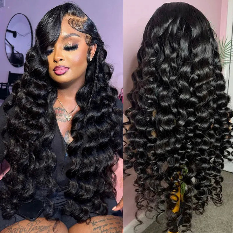 Bouncy Loose Deep Wave 8x5 HD Lace Wigs Human Hair Pre Plucked Bleached Knots Lace Closure Wigs