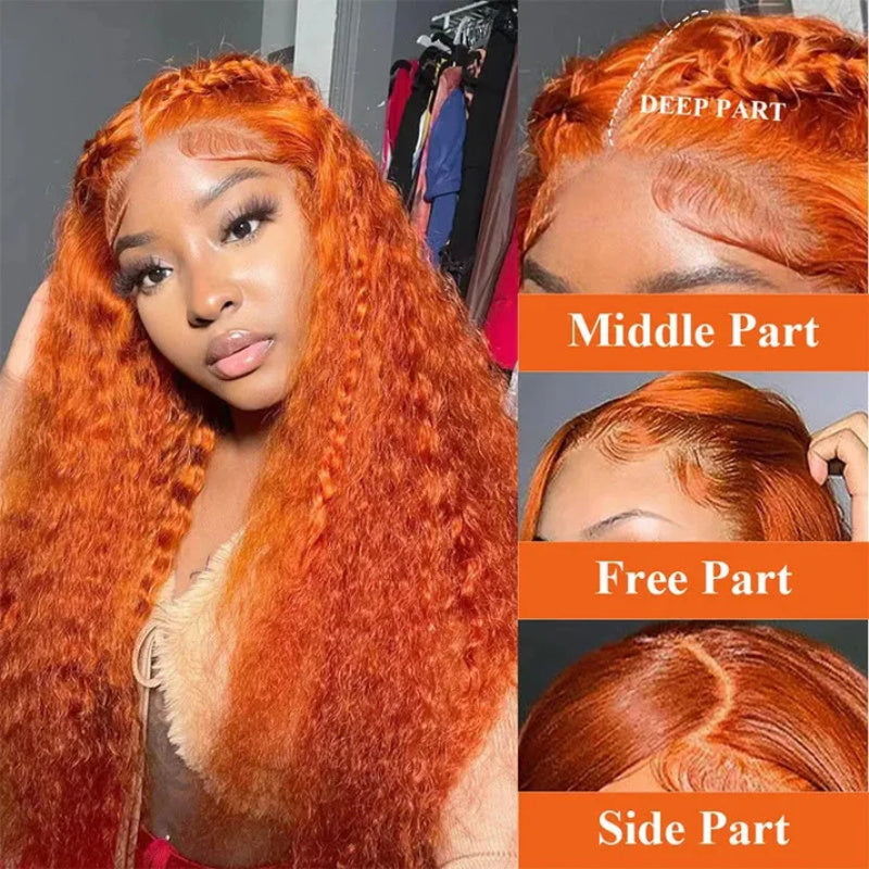 Ginger Color Water Wave Invisi Strap Snug Fit 360 HD Lace Wigs With Invisi-Strap Snug Fit Pre Everthing Wigs