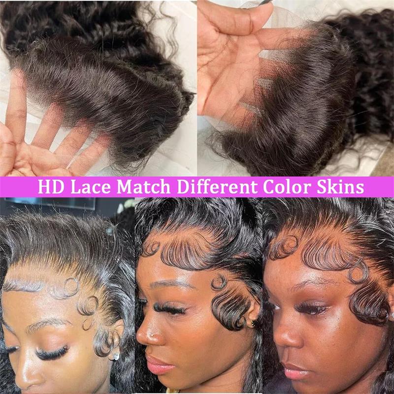 300% Density 8X5 HD Lace Wig Water Wave Deep Wave Wigs Virgin Human Hair Transparent Lace Front Wig