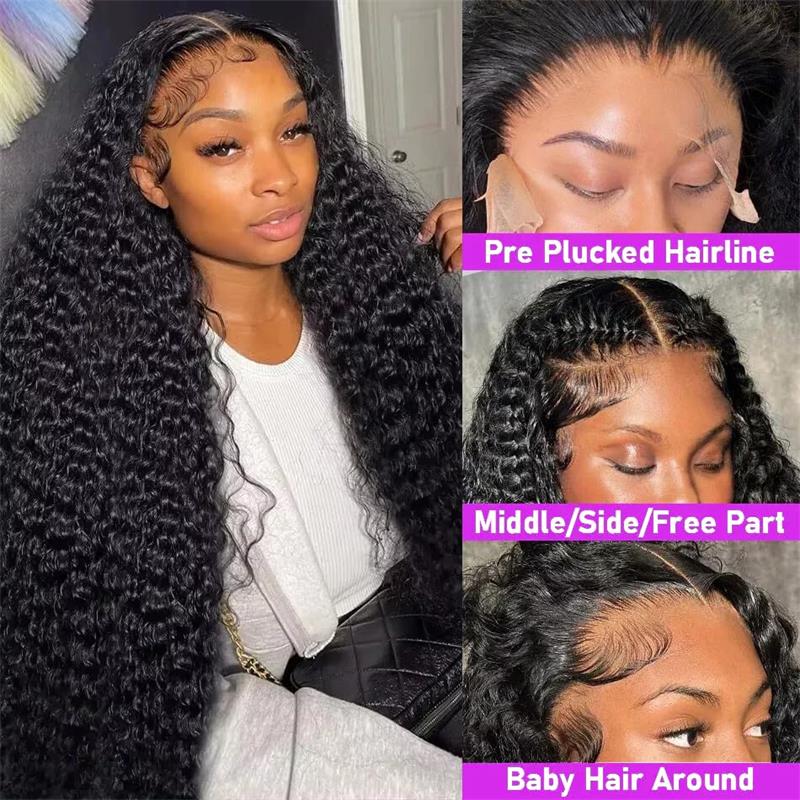 300% Density 8X5 HD Lace Wig Water Wave Deep Wave Wigs Virgin Human Hair Transparent Lace Front Wig