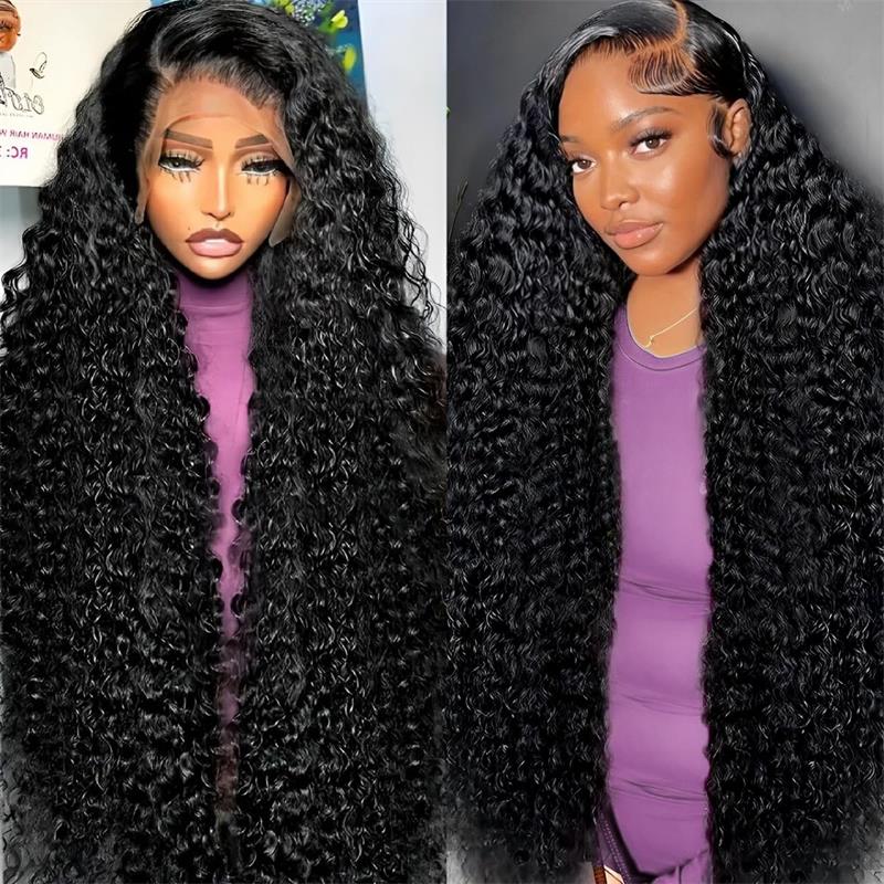 300% Density 8X5 HD Lace Wig Water Wave Deep Wave Wigs Virgin Human Hair Transparent Lace Front Wig