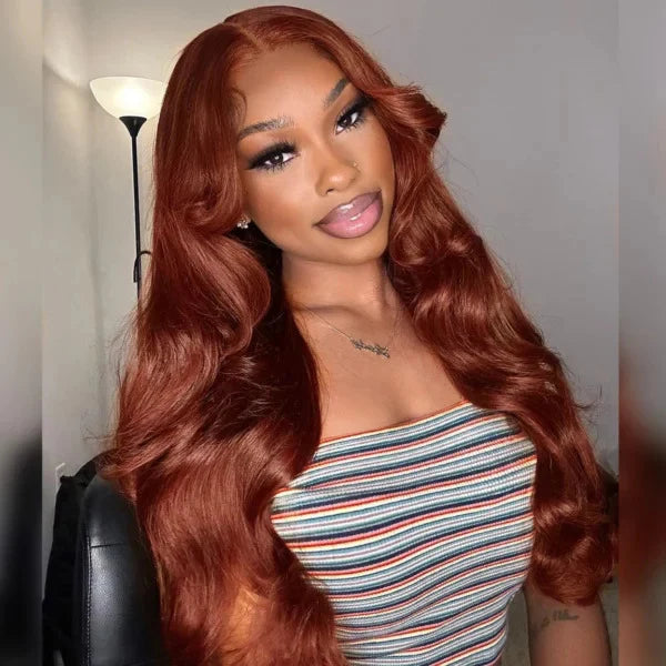 Pre-All Everything Lace Wig Reddish Brown Colored Wigs Pre Cut Pre Bleached HD Lace Wigs Invisible Knots Put On And Go